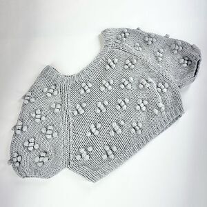 Anthropologie Callahan Cheri cropped popcorn knitwear chunky dot grey sweater S